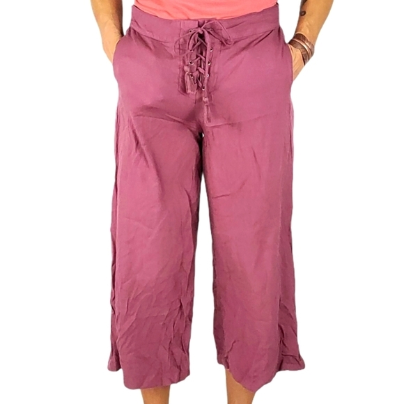 Rewash Crop Rayon Pants Size Medium Purple - Picture 1 of 4